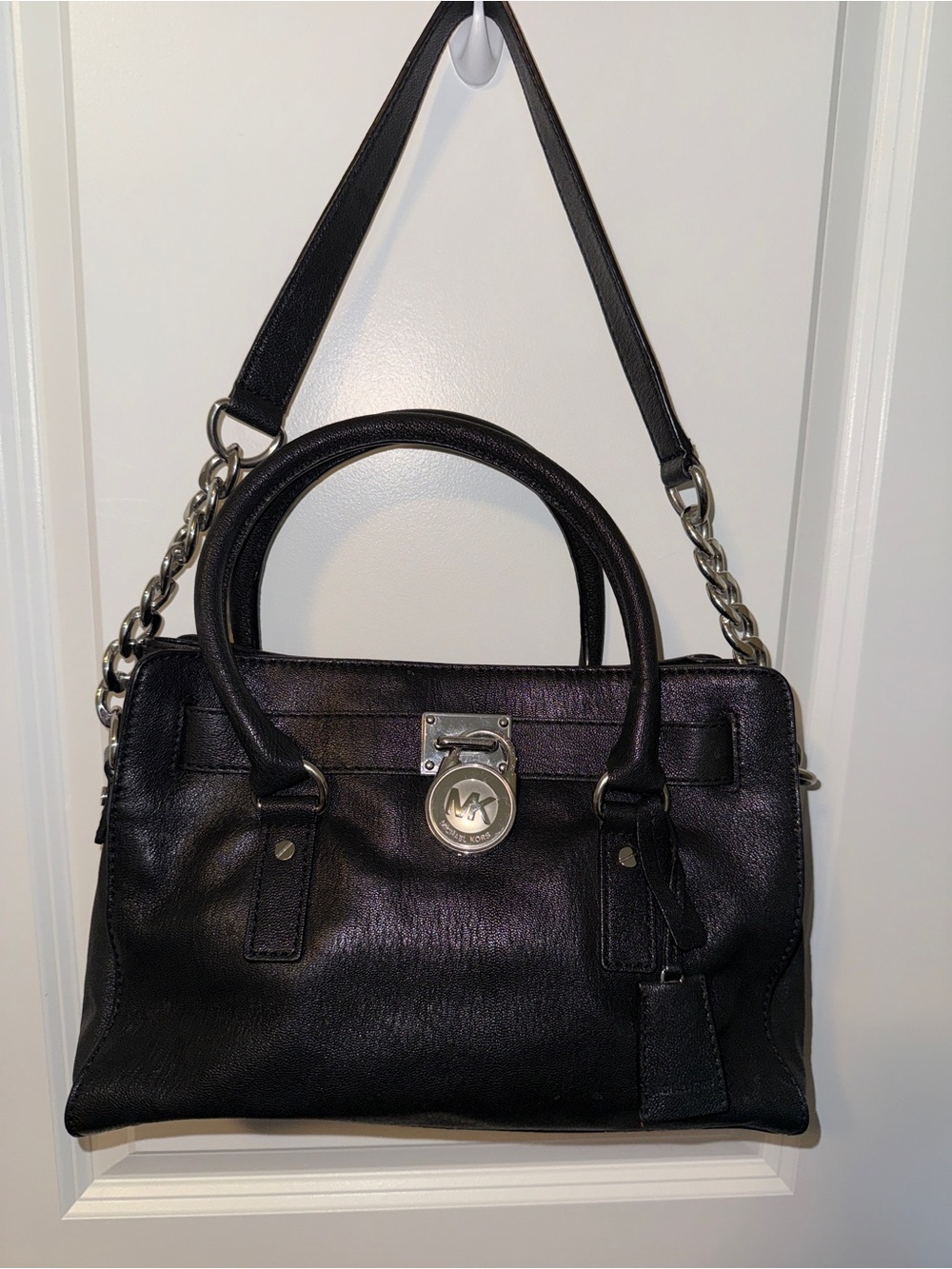 Michael Kors Black Leather Hamilton Satchel